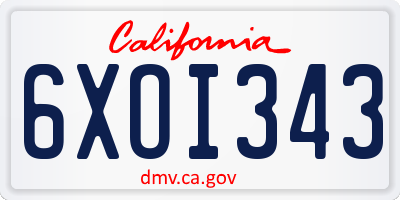 CA license plate 6XOI343