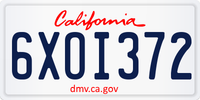 CA license plate 6XOI372