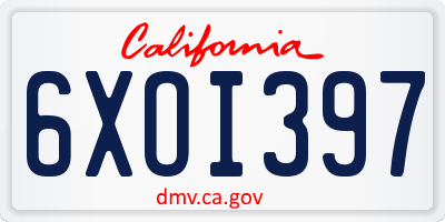 CA license plate 6XOI397