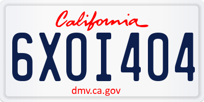CA license plate 6XOI404
