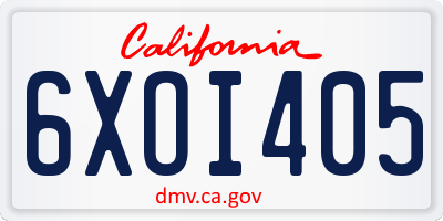 CA license plate 6XOI405