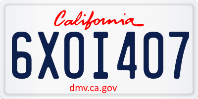 CA license plate 6XOI407