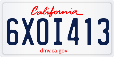 CA license plate 6XOI413