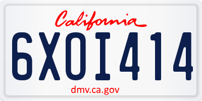CA license plate 6XOI414