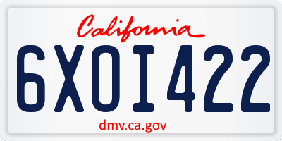 CA license plate 6XOI422