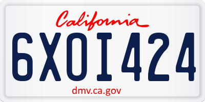 CA license plate 6XOI424