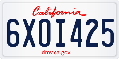 CA license plate 6XOI425