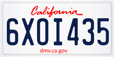 CA license plate 6XOI435