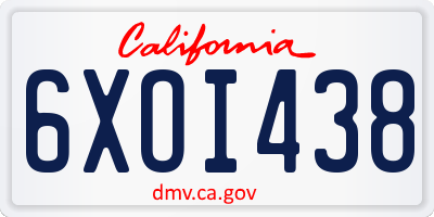 CA license plate 6XOI438
