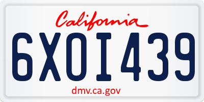 CA license plate 6XOI439