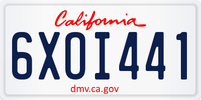 CA license plate 6XOI441