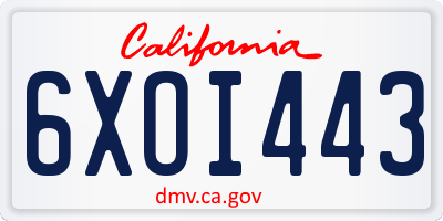CA license plate 6XOI443