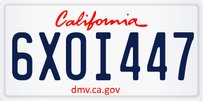 CA license plate 6XOI447