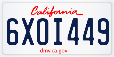 CA license plate 6XOI449
