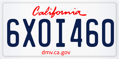 CA license plate 6XOI460
