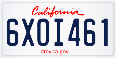 CA license plate 6XOI461