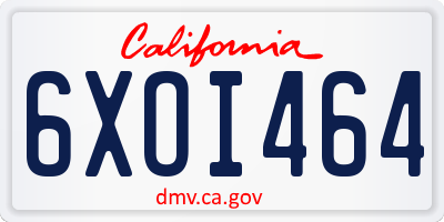 CA license plate 6XOI464