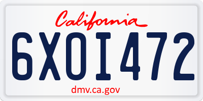 CA license plate 6XOI472