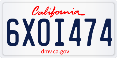 CA license plate 6XOI474