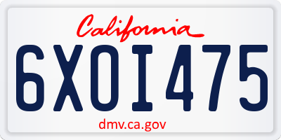 CA license plate 6XOI475
