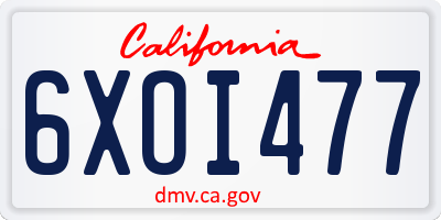 CA license plate 6XOI477