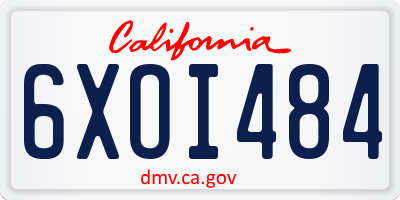 CA license plate 6XOI484