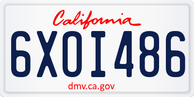 CA license plate 6XOI486