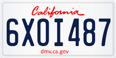 CA license plate 6XOI487