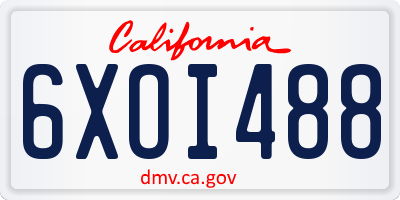CA license plate 6XOI488
