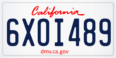 CA license plate 6XOI489