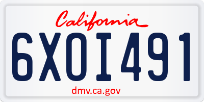CA license plate 6XOI491