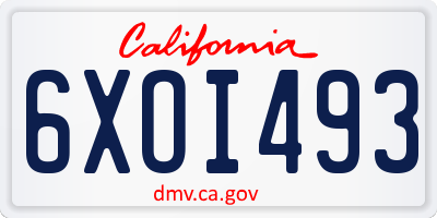 CA license plate 6XOI493