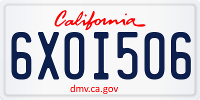 CA license plate 6XOI506