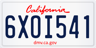 CA license plate 6XOI541