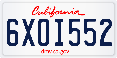 CA license plate 6XOI552