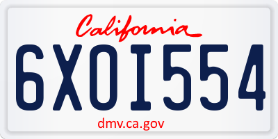 CA license plate 6XOI554