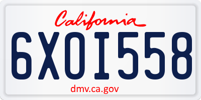 CA license plate 6XOI558