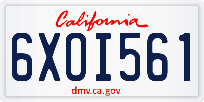 CA license plate 6XOI561