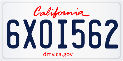 CA license plate 6XOI562