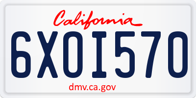 CA license plate 6XOI570