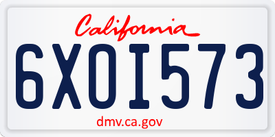 CA license plate 6XOI573