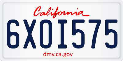 CA license plate 6XOI575
