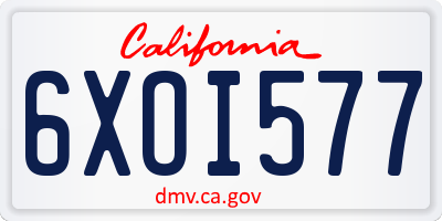 CA license plate 6XOI577