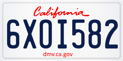CA license plate 6XOI582