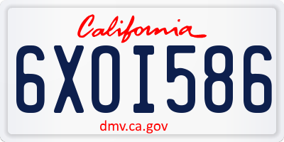 CA license plate 6XOI586