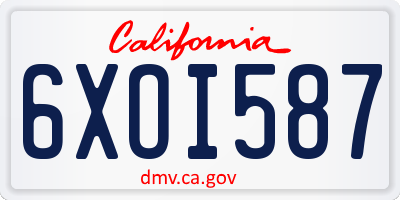 CA license plate 6XOI587