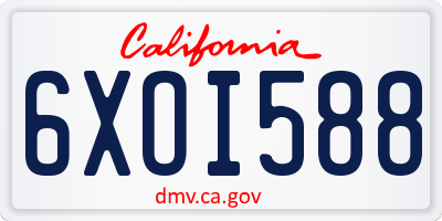 CA license plate 6XOI588