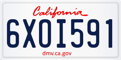 CA license plate 6XOI591