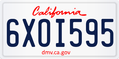 CA license plate 6XOI595