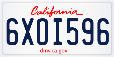 CA license plate 6XOI596